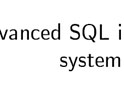 Advanced SQL injection